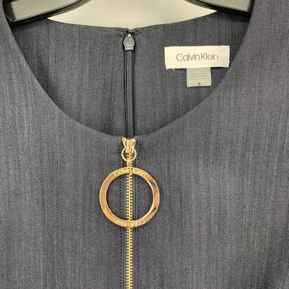 Calvin Klein Dark Denim Wash Dress w/ Zipper - Picture 6 of 13